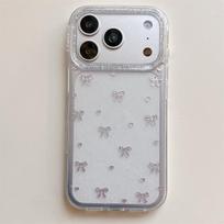 Glitter Gold Bow iPhone 17/16 Pro Max Case, Simple Drop-Proof Design for iPhone 15/14 iPhone 17