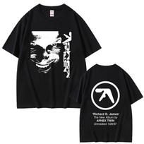 2025 Summer Aphex Twin Face Graphic T Shirt Richard D James Album Unisex Women Fashion Electronic Pop Music Short Sleeve Tshirts S