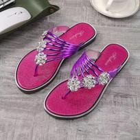 Women's Rhinestone Flower Flip-Flop Sandals - Casual Summer Beach Thongs 37 rožinė raudona spalva