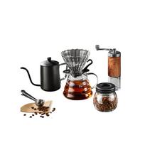 TEOTM Pour-Over Coffee Maker Set, Hand Grinder Coffee Machine, Manual Bean Grinder, Home Coffee Brewing Kit Basic Model juoda