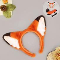 2Pcs Furry Fox Rabbit Ears Tail Set Therian Cosplay Costume For Halloween Party Outfit