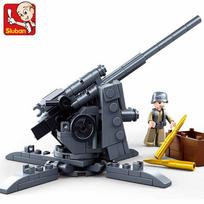 115 vnt. Antrojo pasaulinio karo karinis 88 mm Flak Prieštankinis ginklas Mastelio modelio statybinių kaladėlių rinkinys Rinkinys Mokomasis žaislas Vaikams Vaikų Kaladėlės Plytos Figūrėlės black