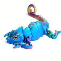 3D spausdintas chameleono modelis su judančiais sąnariais, kūrybinga kolekcijos stalo puošmena, rankų darbo šventinės dovanos anime modeliams