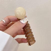 Vintage Ball Heart Elastic Headband Straight Simple Ponytail Headband Exquisite High Elasticity Ponytial Holder Hair Tie