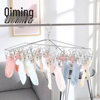 Stainless Steel Folding Multi-Clip Clothes Drying Rack for Underwear, Socks, Towels, and Diapers 30 Clips Folding