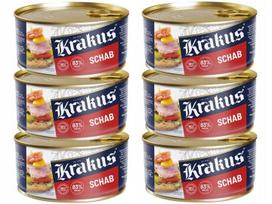 Krakus kiaulienos šonkaulių 6X 300G konservai 83% mėsos skardinė