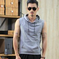 Hong Kong Style Men's Sleeveless Hoodie T-Shirt - Loose Korean Fashion Summer Vest 3XL