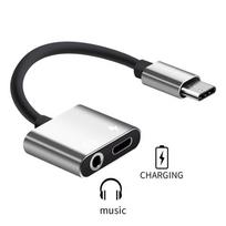 2 viename C tipo garso ir įkrovimo adapteris C tipo į 3,5 mm ausinių lizdas muzikos klausymui ir įkrovimui sidabras