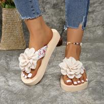 Wedges Platform Flip Flops for Woman Bohemian Style Summer Slipper with Bow Large Size Women's Summer Footwear Chaussure Femm 36