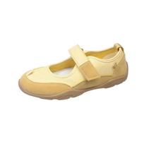 Retro Round Toe Color Block Mary Jane Shoes Women's Fashion Casual Magic Tape Shallow Flats Comfortable Rubber Sole Sneakers 35 geltona
