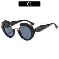 Women's sunglasses, fashionable round sunglasses, thick-rimmed sunglasses.
