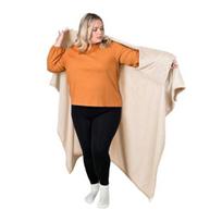 Wearable Blanket Adults Flannel Blanket Shawl Warm Cape Wrap Cozy Winter Blanket for Home Office Living Room Lounge Christmas Gift Idea chaki