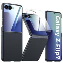 For Samsung Galaxy Z Flip 7 with HD Protective Film,Screen Protection,Anti-Scratch Shockproof Phone Case-Blue juoda