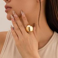 Simple Liquid Lava Metal Smooth Ring for Women Fashionable Droplet Opening Adjustable Egg Face Thick Ring Party Zircon Gifts
