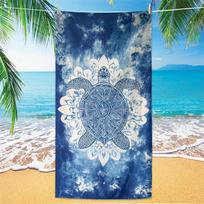 1pc Extra Large Microfiber Beach Towel - Quick-Dry Sand-Free Lightweight Oversized Towel with Sea Turtle & Ocean Wave Design W40*H60(CM)