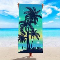 Beach Towel Fashion Palm Tree Pattern Sun Protection Windproof Suitable for Swimming Pool Camping Travel Blanket W30*H60(CM)