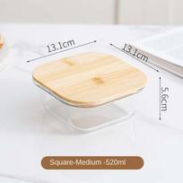 Heat-Resistant Fresh-Keeping Box Glass Office Worker Bento Box Microwave Oven Lunch Box  School Square 520ml
