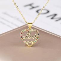 New Multi-color Crystal Zircon Heart Mama Letter Pendant Necklace For Women Mom Butterfly Choker Zircon Mother's Day Gift