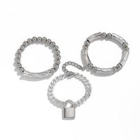 3PCS Retro Style Lock Bracelet Exaggerated Punk Style Stainless Steel Bracelet  Fashion Accessory Style 1