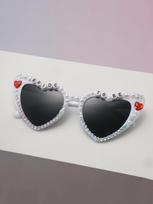 Hot Sale Heart Style Bride To Be Sunglasses Rhinestone & Pearl Decor for Bachelorette Party Cute Romantic Sun Glasses KJ028