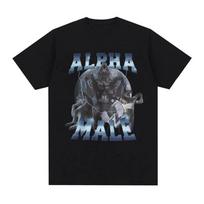Limited Alpha Male Vintage Wolf Graphic T Shirts Men's Fashion Gothic Clothing T-shirt Funny Unisex 100% Cotton Oversized Tshirt S įvairiaspalvis