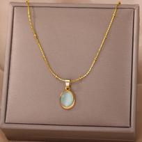 Dainty Gold Chain Oval Pendant Necklace For Women Elegant Minimalism For Office Necklace 45cm
