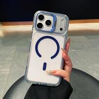 iPhone 17 Pro Max Transparent Magnetic Case with Large Hole Anti-drop Protective Cover iPhone 15 Pro Max mėlyna