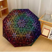Vibrant Sacred Mandala Printed umbrella windproof folding umbrella portable sun and rain umbrella suitable for gifting