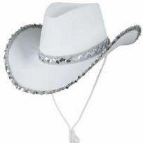 Pink Cowboy Hat with Silver Edged Crown for Masquerade Party One Size balta