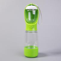 New 400ml Dog Water Dispenser with Poop Bag Container 3 in 1 Dog Food Bottle Leak Proof Portable Pet Food Dispenser for Outdoor žalia