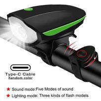Bicycle Led Head Light With Horn Speaker 3 Modes Bicycle Front Light With Remote Control Rechargeable Mtb Cycling Bike Bell Lamp
