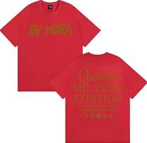 Rapper Mora Quierc Mil Vidas Contigo Letter Print Tee Shirt Harajuku Y2k Clothes Oversized T Shirt Unisex Women 100 Cotton Tshirt S
