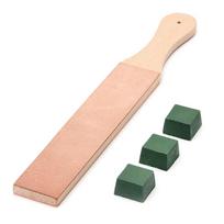 For Knife Sharpening Straight Razor 14 x 2  Stropping Block Kit With Polishing Compound Double-sided Leather Knife Strop Set šviesiai pilka spalva