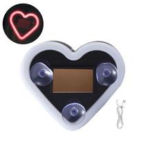 Solar Heart LED Car Light Wireless Decorative Lamp for Triangle & Rear Window Suction Cup Mount Romantic Atmosphere Night Light Auto Accessory raudona