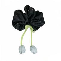 Spring Design Tulip Headbands Elastic Material Mesh Strap Flower Elastic Hair Ties Handmade Butterfly Knot Hanging Flower mėlyna