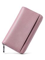 Women's Genuine Leather RFID Wallet with Multiple Card Slots, Zipper Coin Purse, and Large Capacity.