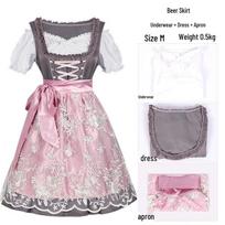 Plus Size European & American Pink Oktoberfest Beer Dress for Stage & Cosplay Extra Large