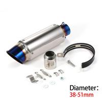 38-51 mm universalus motociklo išmetimo vamzdis, uodegos pakeitimas, išmetimo duslintuvas, tinka motociklams ATV Style 2 sidabras