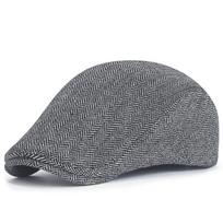 Retro Newsboy Cap Men Autumn Winter Herringbone Duckbill Hat Tweed Flat Peaked Beret Hat Women Painter Gatsby Driving Cap Adjustable pilka spalva