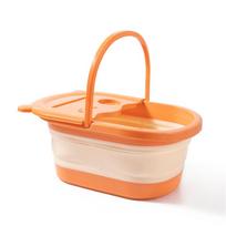 Foldable Foot Spa Bucket with Cover for Adults - Deep Footbath for Home and Dorm Use oranžinė balta spalva