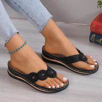 fashion Women's Flower Decor Thong Sandals NEW Comfortable Open ToeSlip on Shoes Women's Fashion Flip Flops Plus Size 36-43 36 juoda