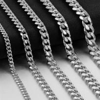 Width 5/7/9MM Hiphop Cuban Link Stainless Steel Chains Necklace for Men Basic Simple Rapper's Choker Fashion Jewelry Accessories width 3.5mm&70cm