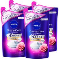Nivea Cream Care Body French Garden Rose 360ml x 4 Double Rich Moisture [Bulk Purchase] Wash, Scent, Refill, Packs,