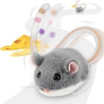 Migipaws MigiMouse Cat Toy: 360 Rolling, Wiggling Tail, Squeak & Smart Sensor – Rechargeable Plush Kitten (Grey)