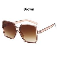 Juodi Kvadratiniai Dideli Saulės Akiniai Moterims Didelis Rėmelis Spalvoti Saulės Akiniai Moteriški Veidrodiniai Oculos Unisex Gradientiniai Hip Hop Atspalviai ruda
