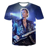 Naujas populiariausias pop dainininkas Johnny Hallyday 3D spausdinti marškinėliai vyrams moterims Rokas Atsitiktiniai Gatvės drabužiai Hip Hop Harajuku Viršutiniai drabužiai XXS