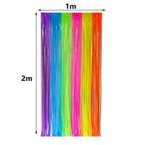 Glow in The UV Light Party Rain Curtain Fluorescent Macaron Tinsel Foil Fringe Curtains Backdrop Birthday Neon Party Supplies