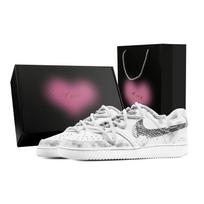 Nike Court Vision 1 Plain Silver, Heart Box Abrasion Resistant Low top Skateboard Shoes Men's Gray White DH2987-101(Team773--) 40
