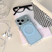 Magnetic Anti-Drop Pink-Purple Semi-Transparent iPhone 15 Pro Max Case iPhone 15 Pro Max