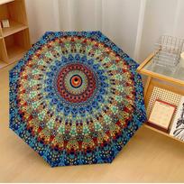 Blue Mandala Colorful Printed umbrella windproof folding umbrella portable sun and rain umbrella suitable for gifting